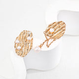 Luxury Irregular 18k Gold Chain Pearl Earrings