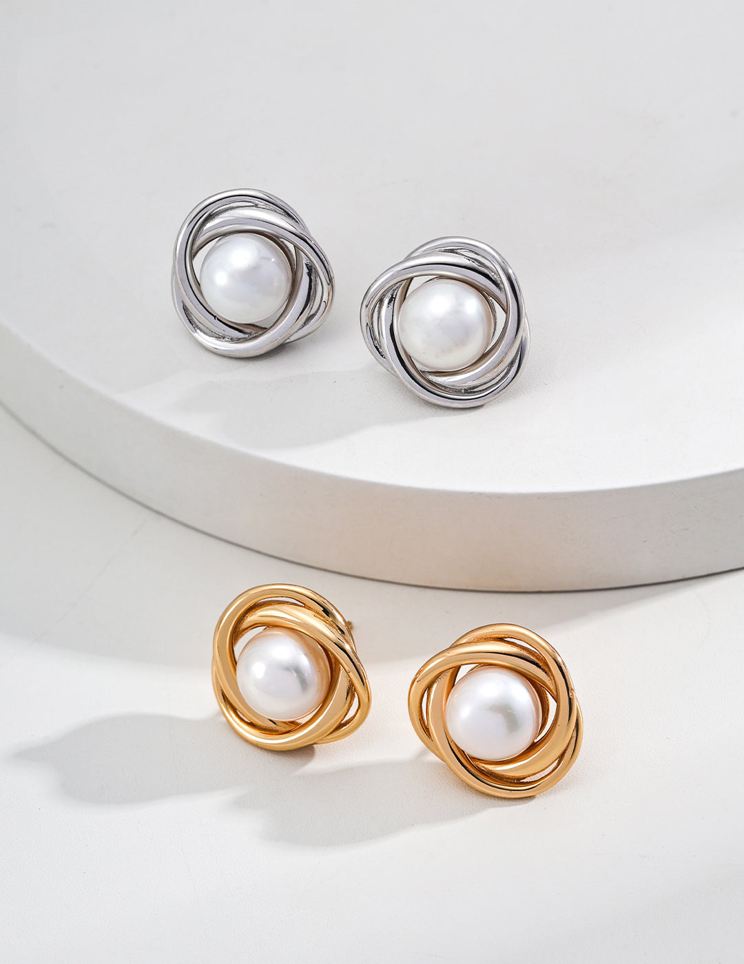 Fashion Spiral Pearl Stud Earrings Sale