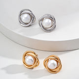 Fashion Spiral Pearl Stud Earrings Sale