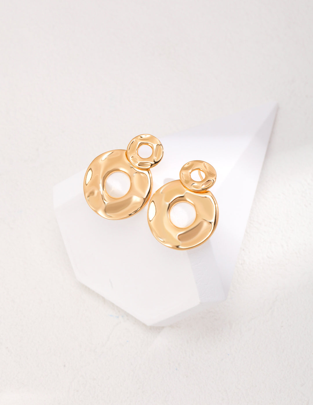 Double Round Glossy 18K Gold Earrings