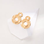 Double Round Glossy 18K Gold Earrings