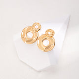 Double Round Glossy 18K Gold Earrings