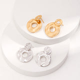 Double Round Glossy 18K Gold Earrings