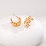 Stylish Classic Semi-round 18K Gold Earrings