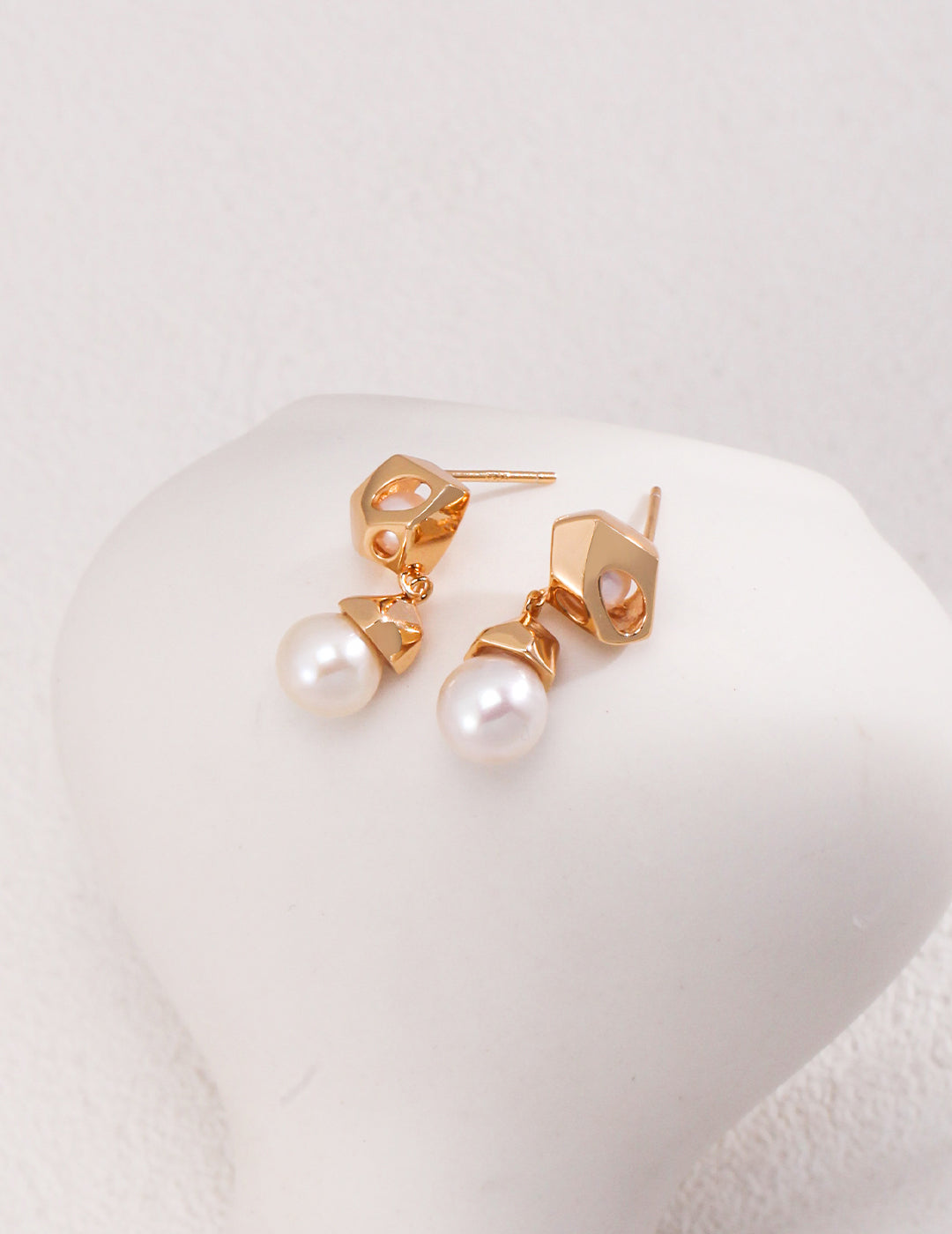 Irregular Diamond Pearl Earrings Drop 18K Gold