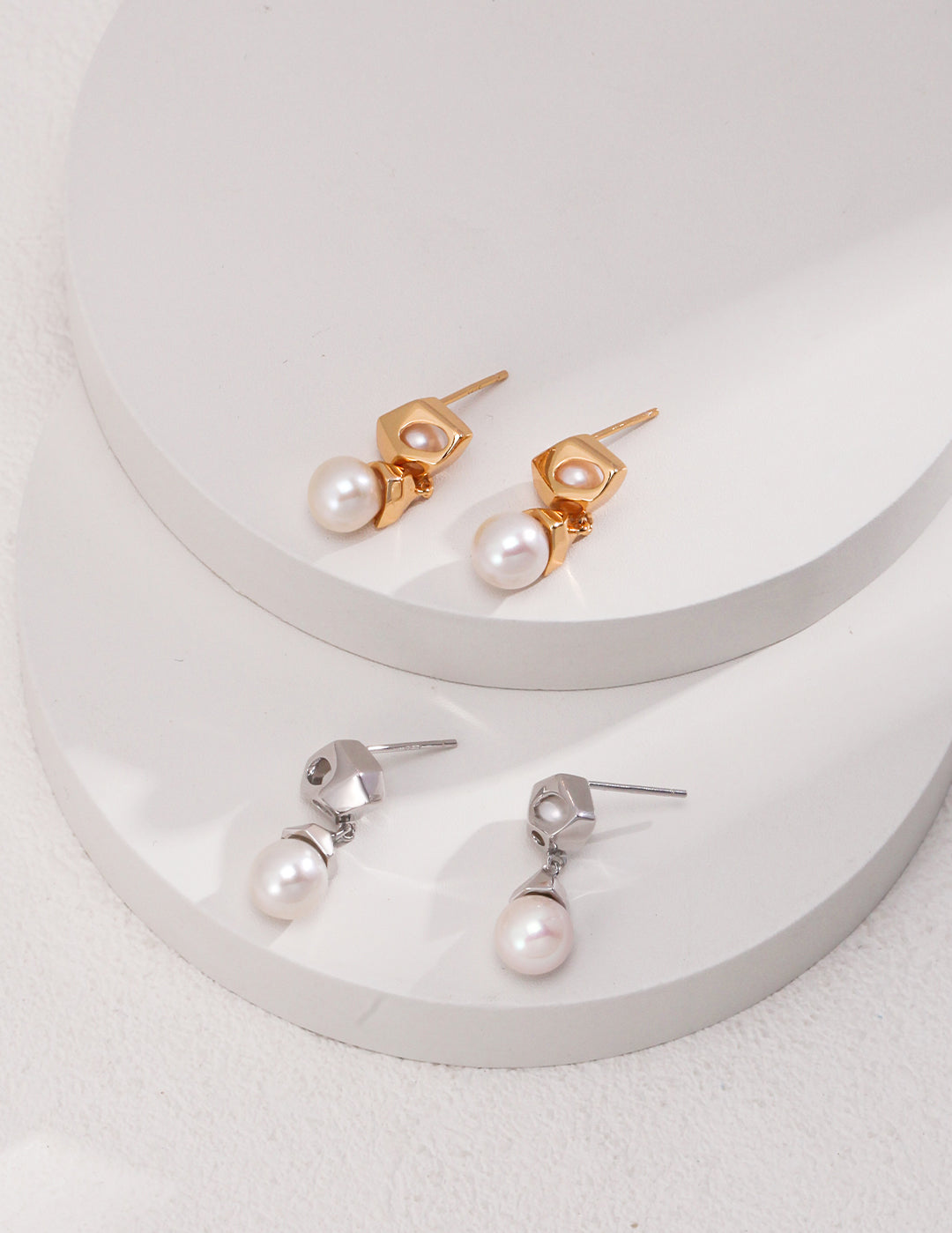 Irregular Diamond Pearl Earrings Drop