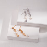 Irregular Long Pendant Retro Pearl Earrings 18k Gold and Sterling Silver