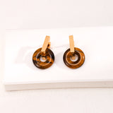 Natural Tiger Eye Gemstone Earrings