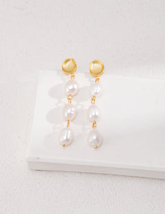 Baroque Pearl Long Pendant Earrings