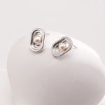 Minimalist Metallic Pearl Stud Earrings