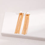 Freshwater Pearl 18K Gold Tassel Earrings