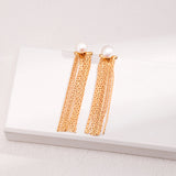 Freshwater Pearl 18K Gold Tassel Earrings