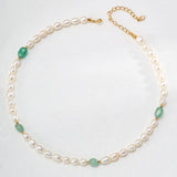 Minimalist Style Jasper Pearl Beaded Necklace