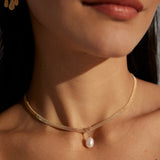 18K Gold Massive Freshwater Pearl Pendant Necklace