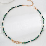 Emerald Green Jadeite Peacock Gemstone Pearl Beaded Necklace