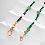 Emerald Green Jadeite Peacock Gemstone Pearl Beaded Necklace