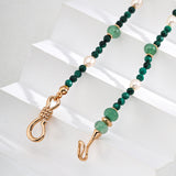 Emerald Green Jadeite Peacock Gemstone Pearl Beaded Necklace