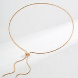 Pull Adjustable Long Chain Zircon Necklace