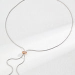 Pull Adjustable Sterling Silver Long Chain Zircon Necklace