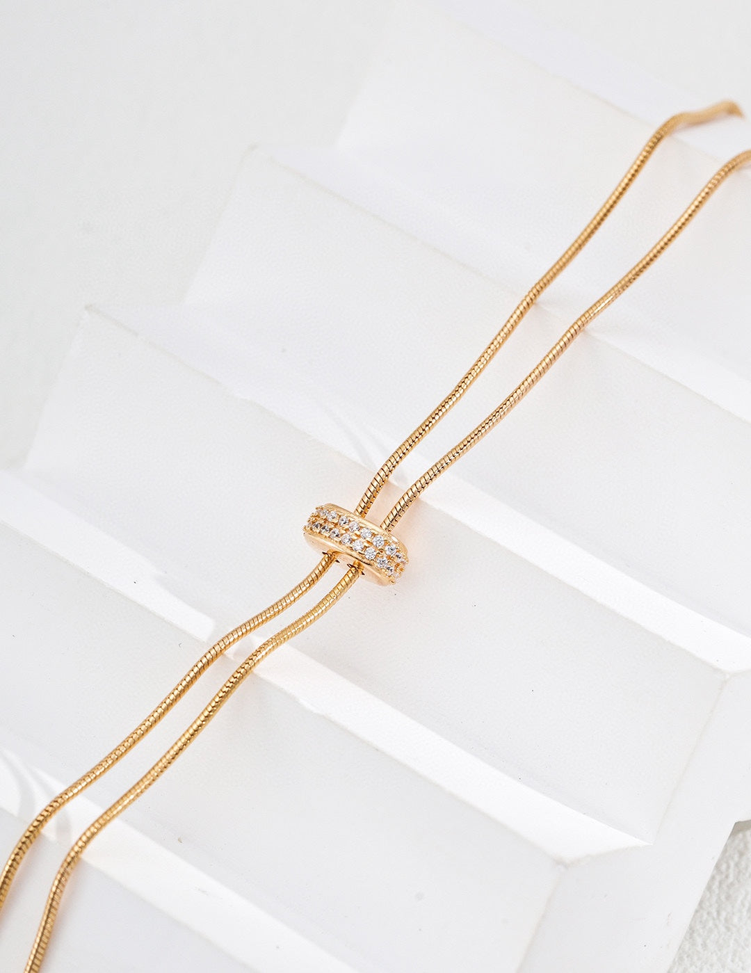 18K Gold Long Chain Zircon Necklace