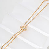 18K Gold Long Chain Zircon Necklace