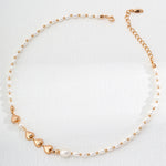 Golden Heart Rice Bead Pearl Necklace