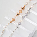 Golden Heart Rice Bead Pearl Necklace