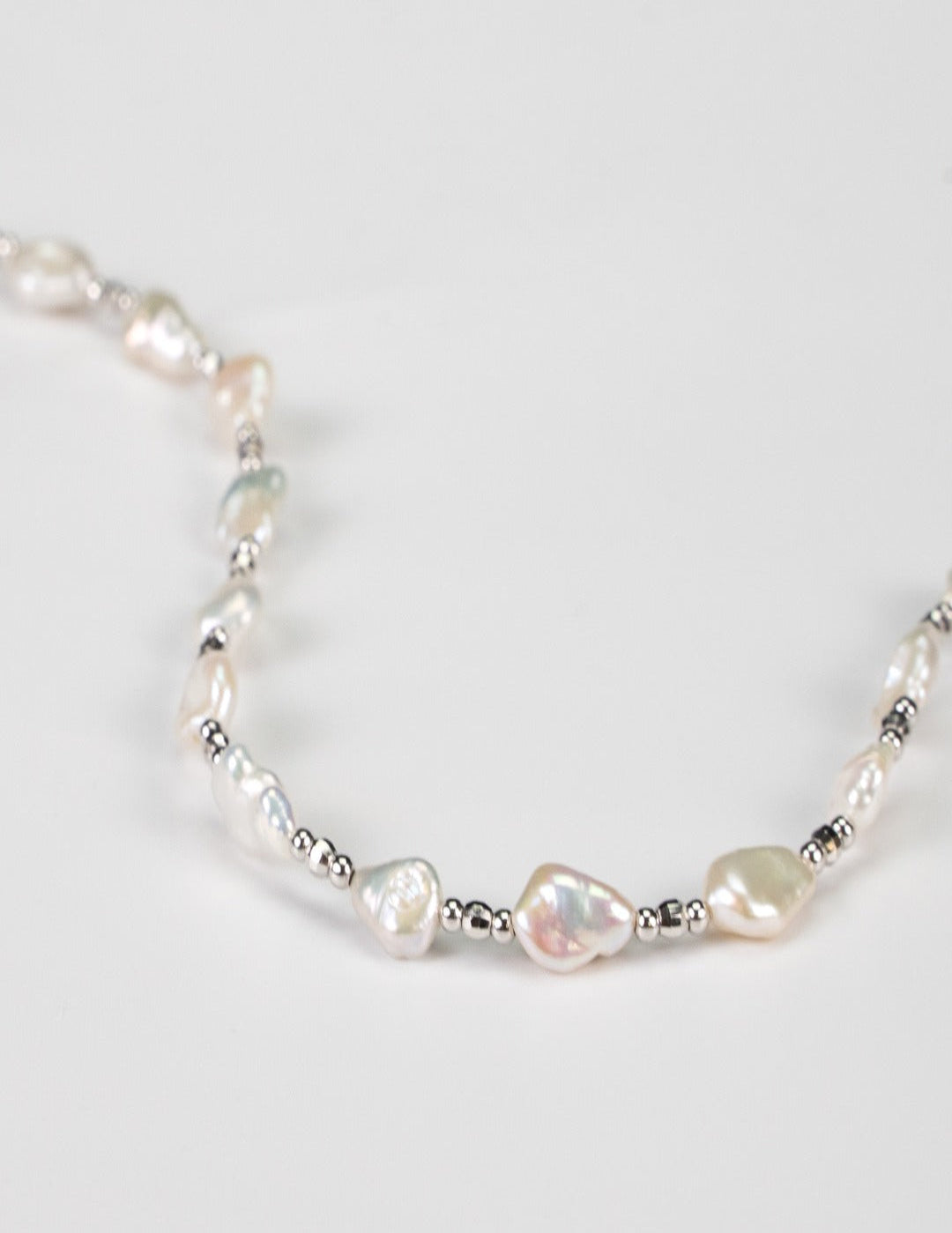 Moonlight Silver Luster Natural Baroque Pearl Necklace