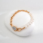 Zircon Pendant 18K Gold Chain Pearl Bracelet Gembea