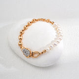 Zircon Pendant 18K Gold Chain Pearl Bracelet Gembea