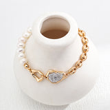 Zircon Pendant 18K Gold Chain Pearl Bracelet Gembea