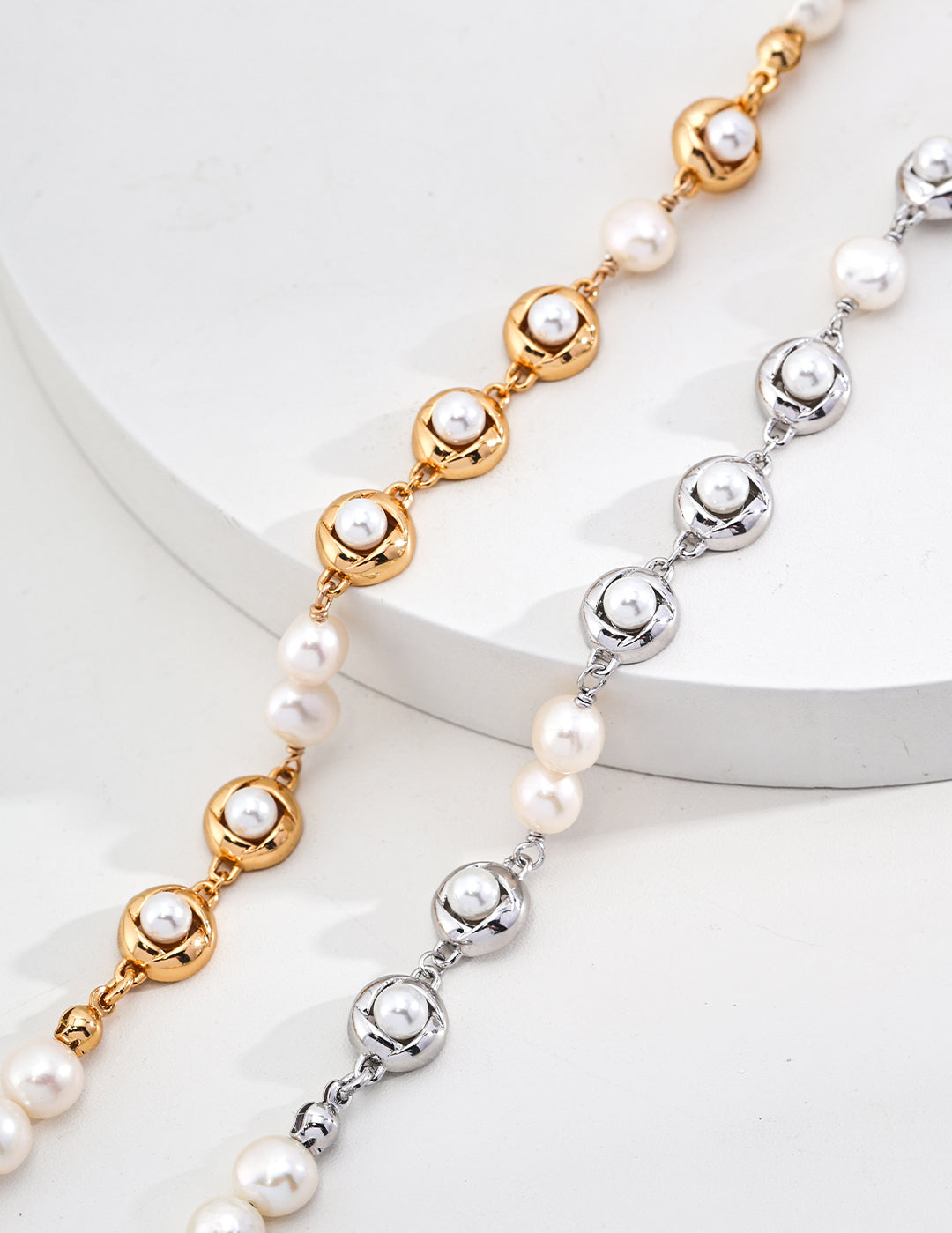 Elegant Gold Silver Bean Pearl Bracelet Gembea