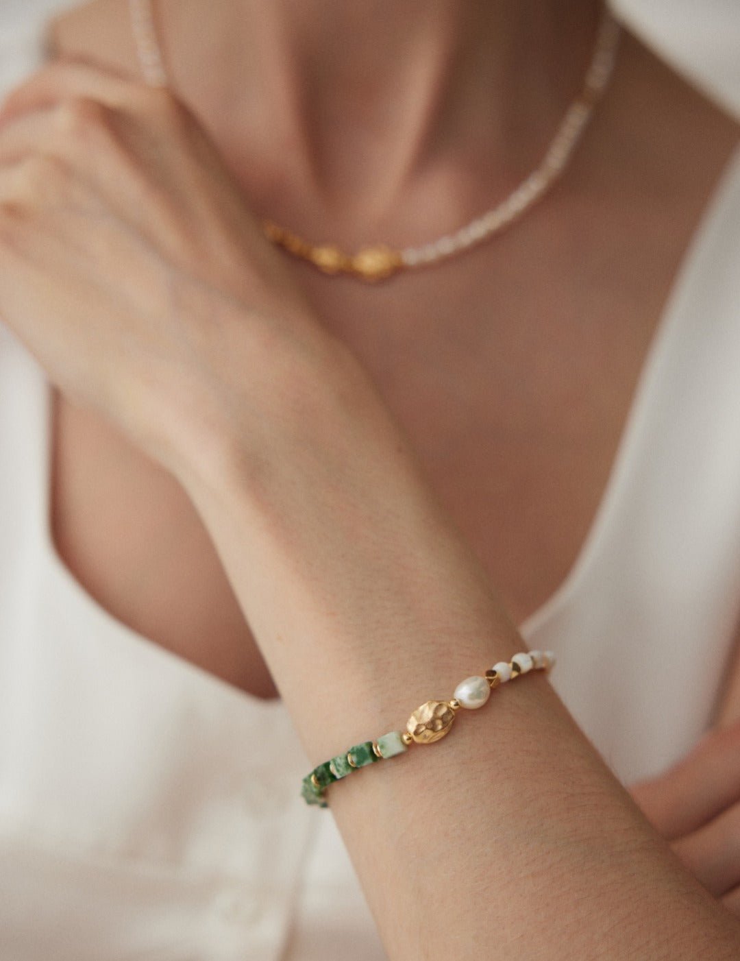 Qinghai Jade Pearl Bracelets