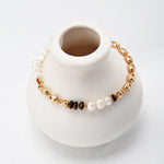 Tiger's Eye Gold Chain Mother of Pearl Bracelet