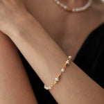 Minimalist French Style Gold and Pearl Beaded Bracelet Gembea