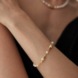 Minimalist French Style Gold and Pearl Beaded Bracelet Gembea