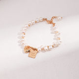 Friendship Lucky Letter Heart Gold Pearl Beaded Bracelet