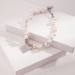 Lucky Letter Heart Gold Pearl Beaded Bracelet