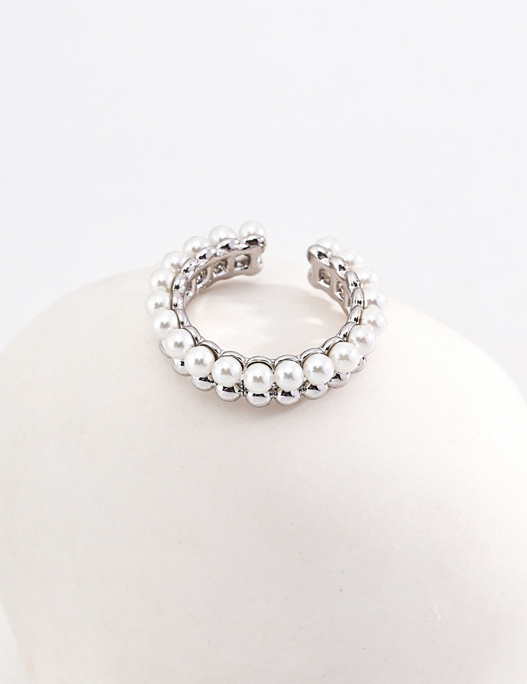 Half Shell Pearl Half Sterling Silver Ring