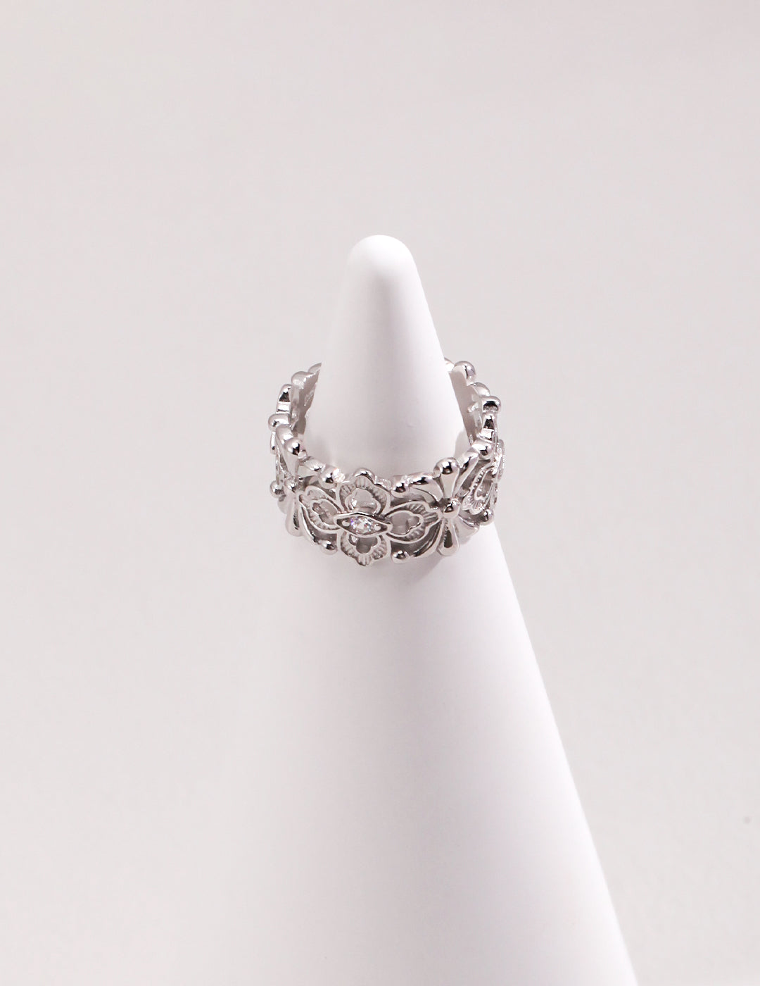 Vintage Wide Sterling Silver Zircon Ring