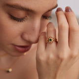 Sterling Silver Green Zircon Open Rings for Women