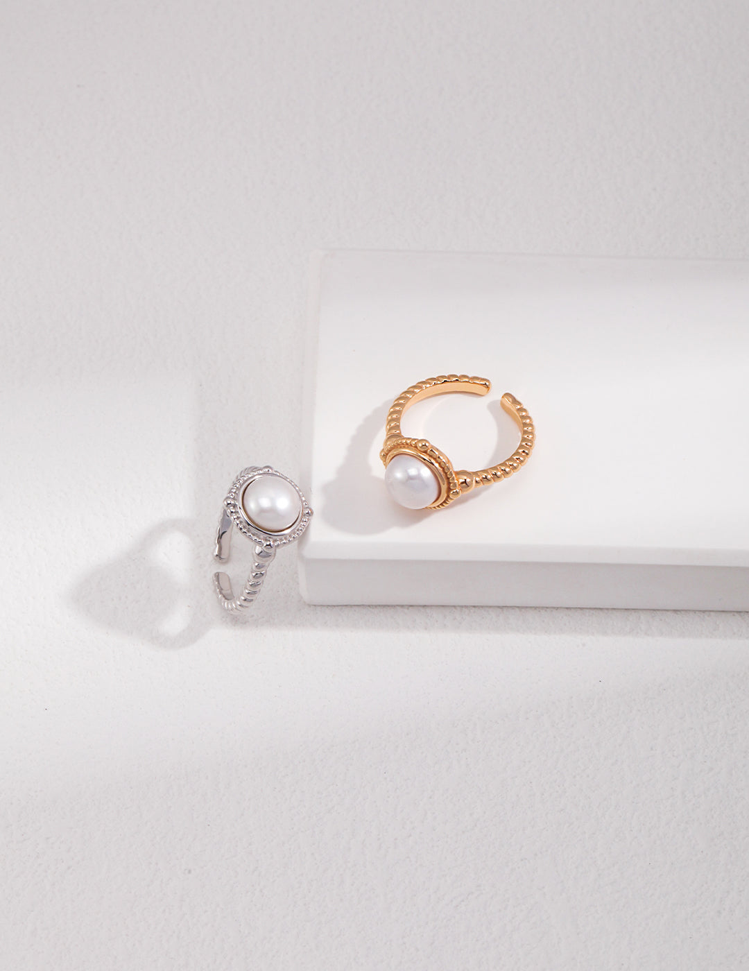 Minimalist Round Freshwater Pearl Rings