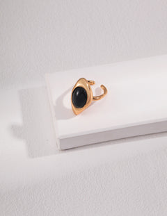 Sterling Silver Black Agate Open Rings