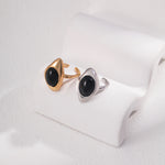 Hand-carved Sterling Silver Black Agate Open Rings