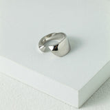 Geometrically Cut Surface Sterling Silver Open Rings