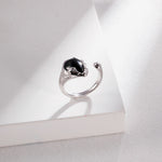 Black Agate Gemstone Open Rings