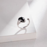 Black Agate Gemstone Open Rings