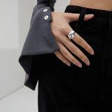 Irregular Glossy Satin Surface Design Open Rings