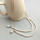 Asymmetrical Chain Baroque Pearl Necklaces