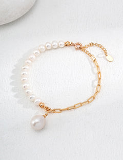 Asymmetrical Chain and Baroque Pearl Bracelets